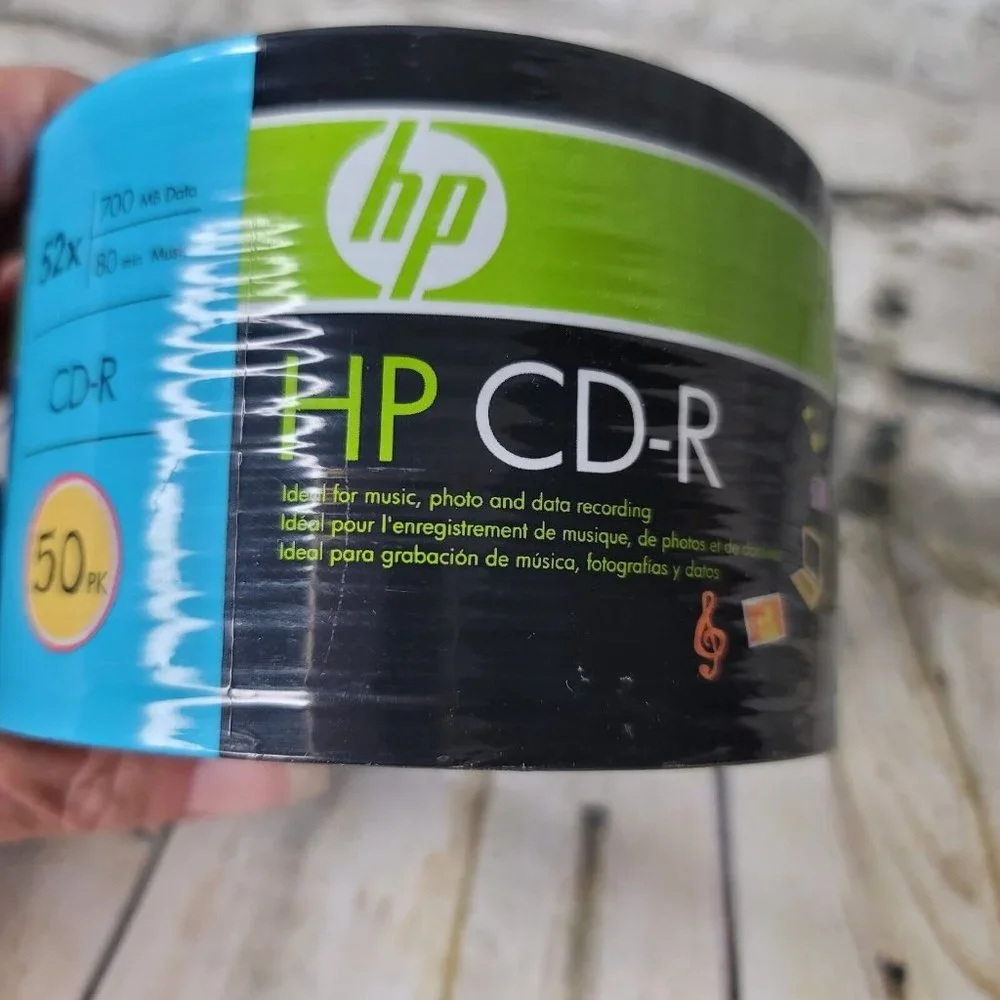 New HP 52X CD-R 700MB 80min Blue Branded Logo CDR 50pc Sealed